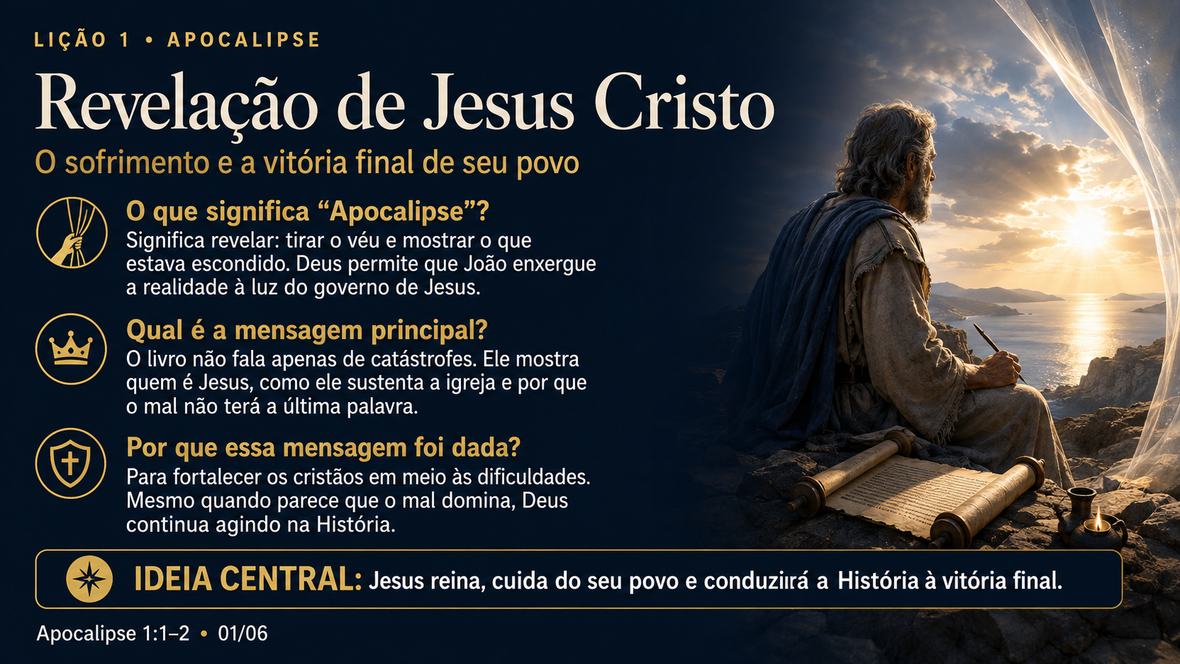 Resumo 1 de 6: Revelação de Jesus Cristo — Apocalipse 1.1–2