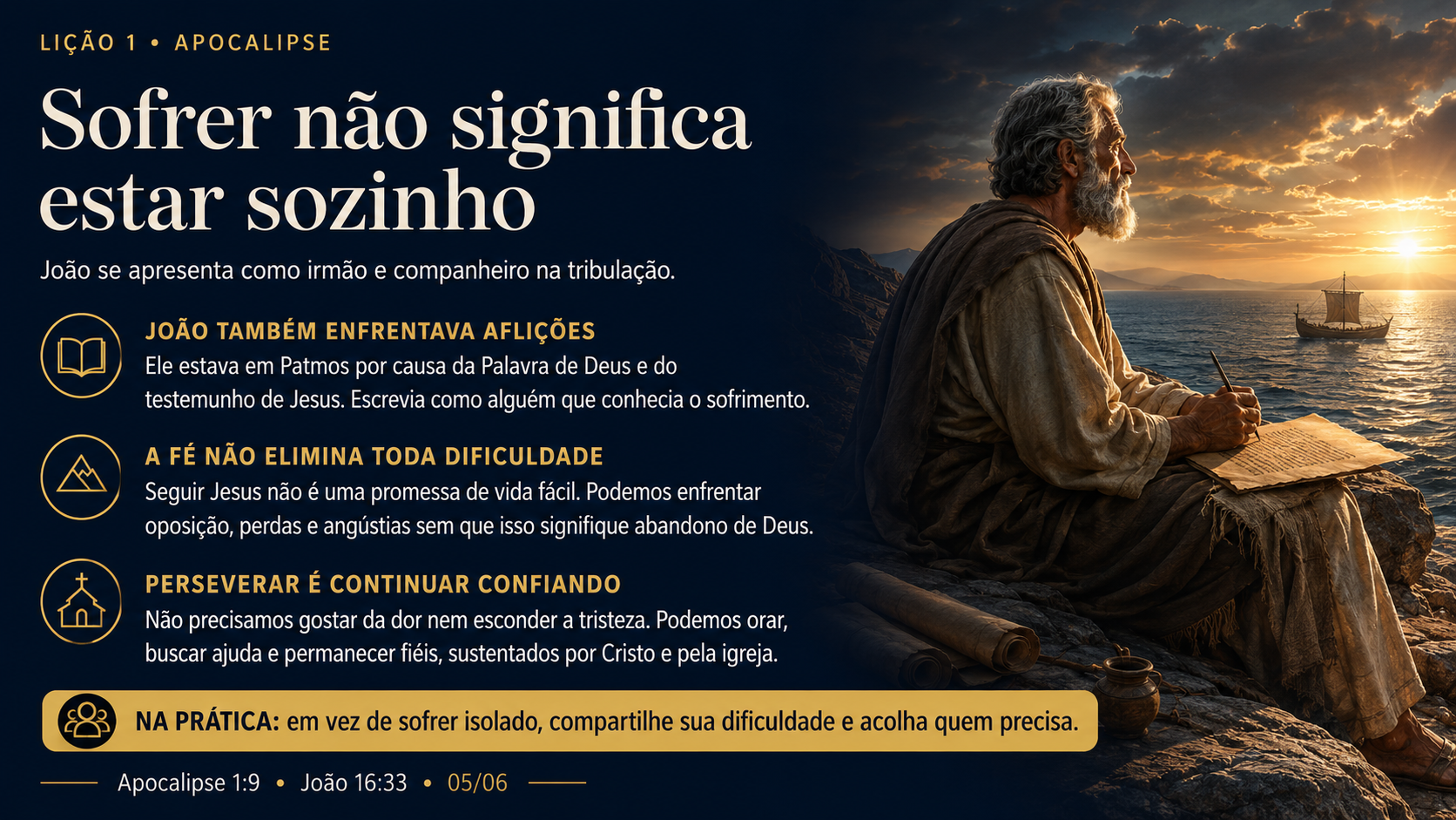 Resumo 5 de 6: Sofrer não significa estar sozinho — Apocalipse 1.9